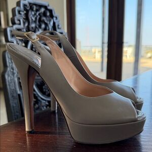 Elegant Taupe Slingback Heels